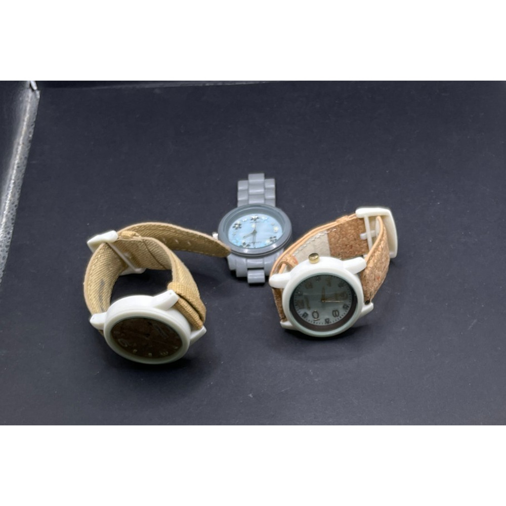 iSPROUT Diamond Corn Resin Case Quartz Watch Lot of 3 White Cork Floral Dial